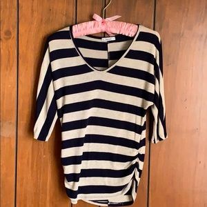 Ambiance Navy Blue and Cream Shirt